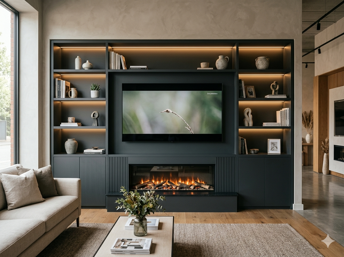 Full-size bespoke furniture displays in the showroom