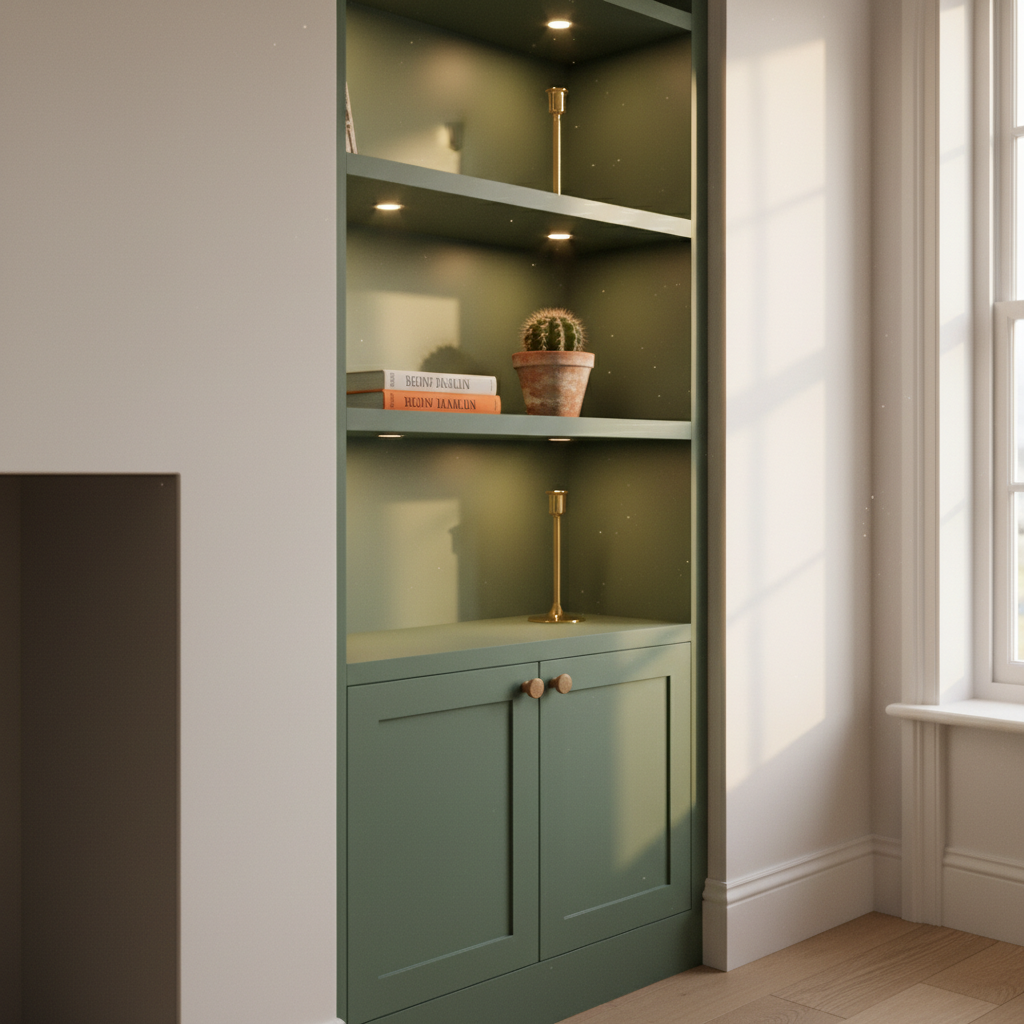Fitted alcove bookcase