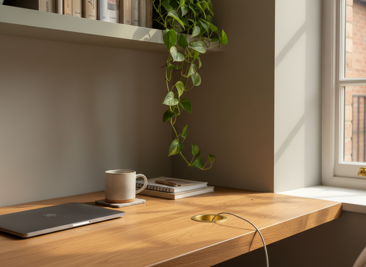 Bespoke home office desk and shelving