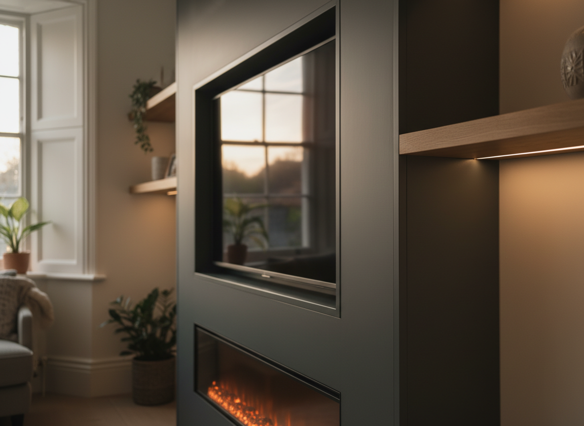 Bespoke media wall with LED lighting